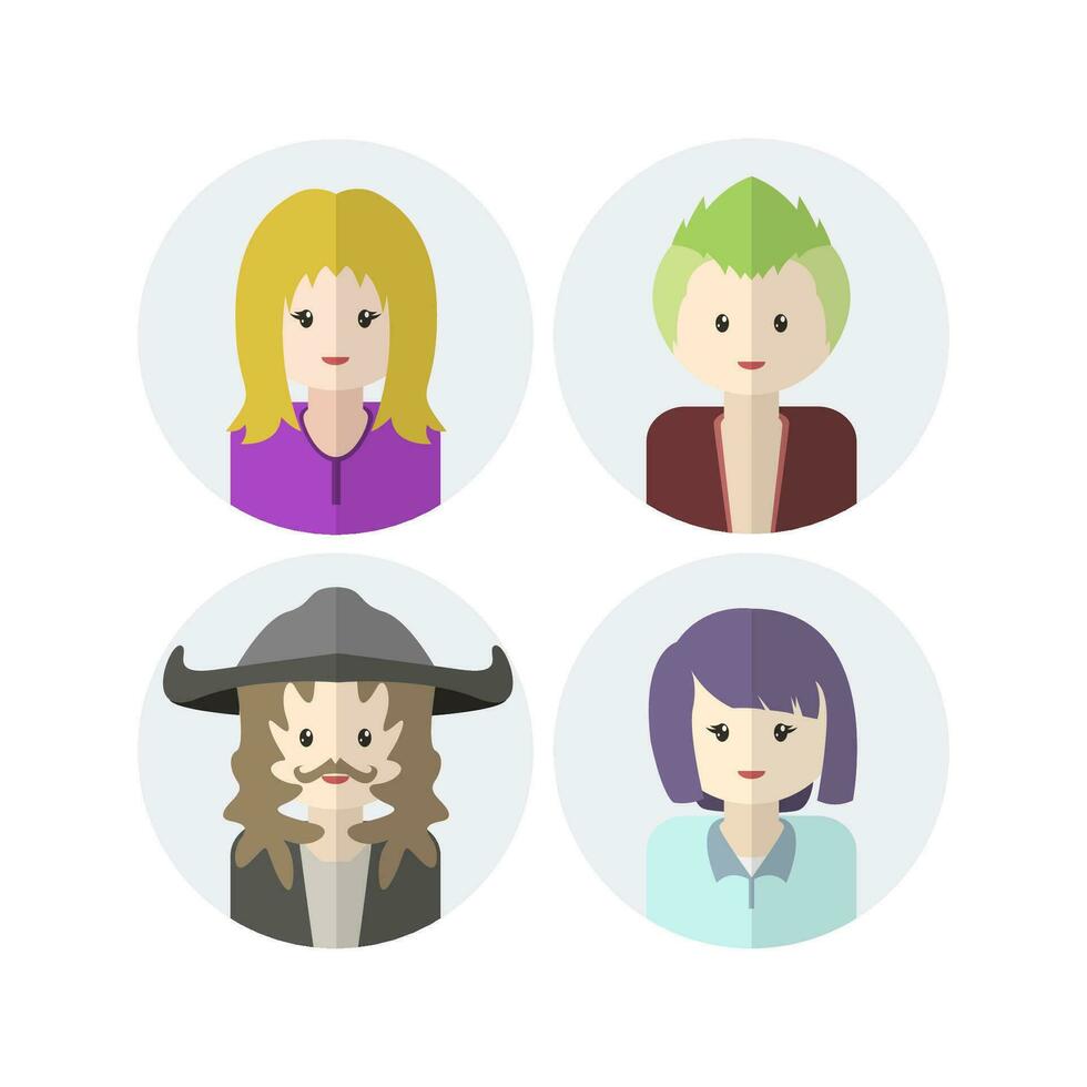 samling av söt avatar mönster med platt design stil vektor