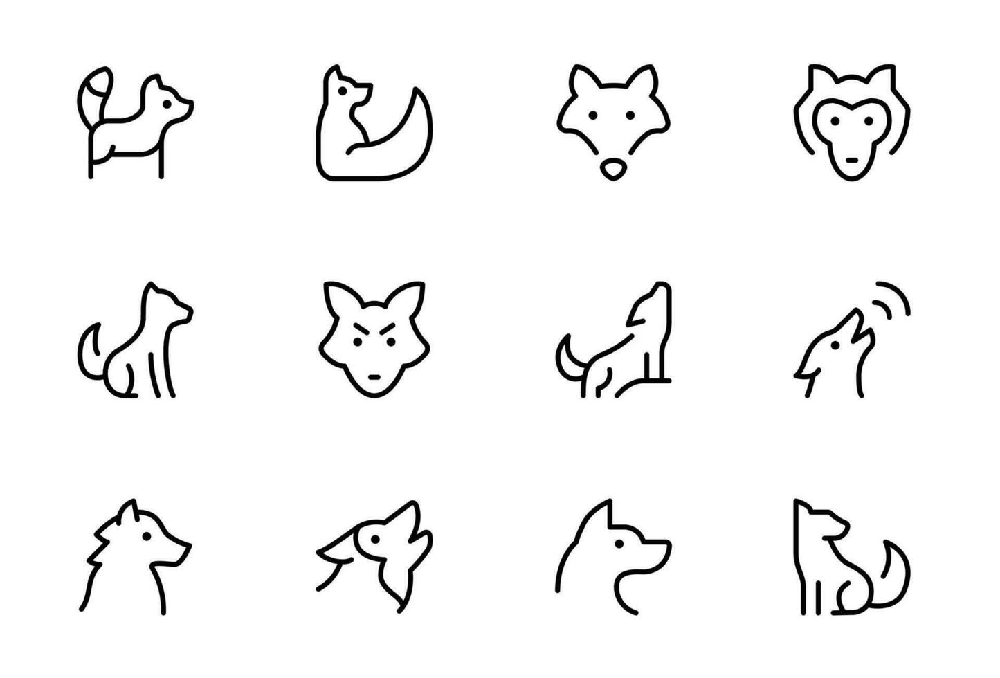 Wolf Symbol, Fuchs Symbol. eben Vektor und Illustration, Grafik, editierbar Schlaganfall. geeignet zum Webseite Design, Logo, Anwendung, Vorlage, und ui ux.