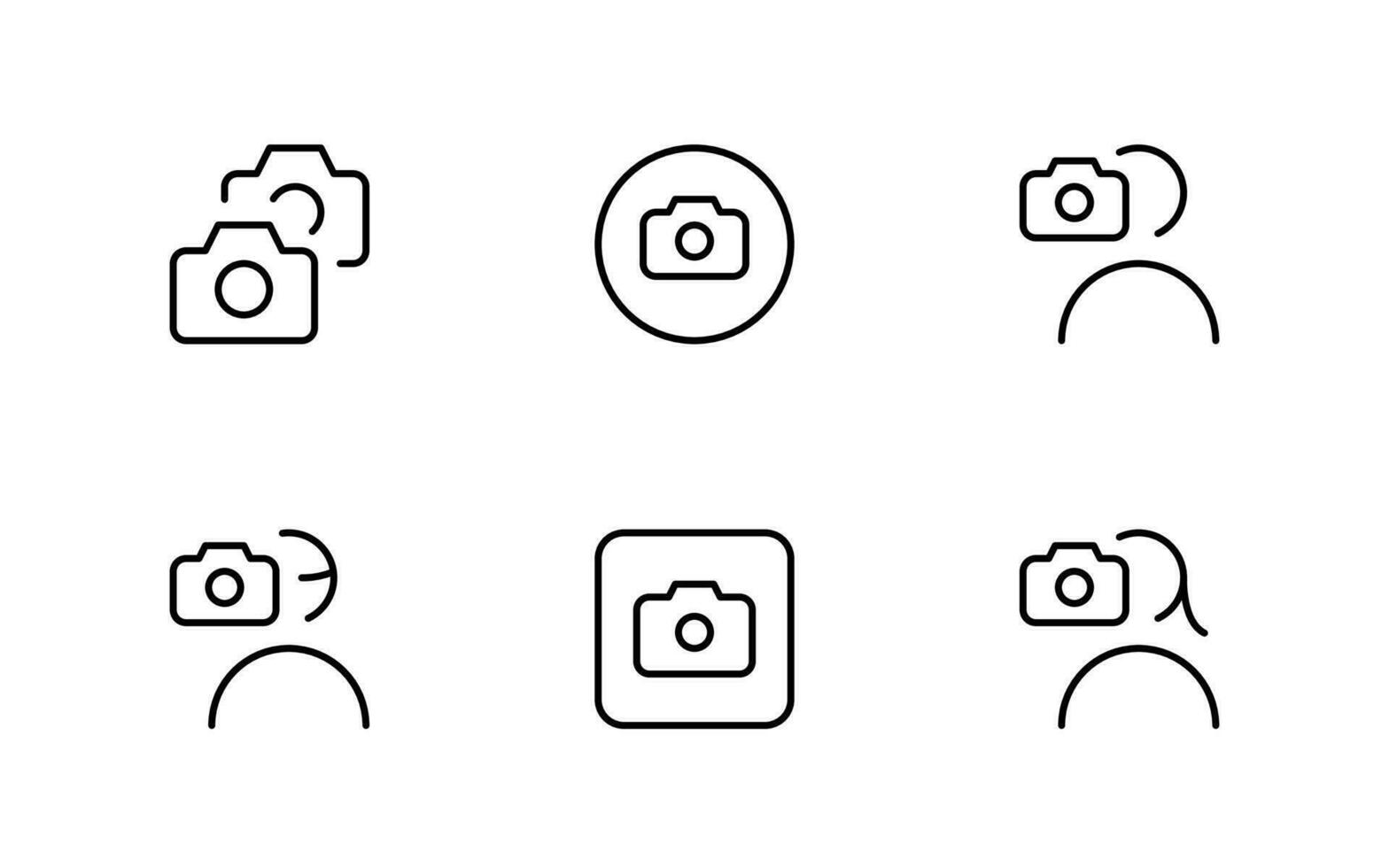 kamera ikon, tar bild, Foto, översikt platt ikon för appar ikon vektor på vit bakgrund