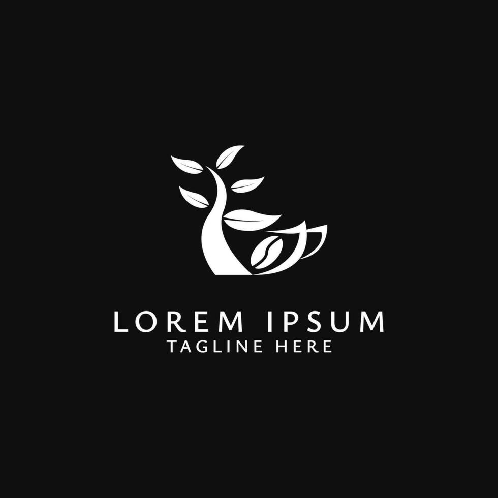 modern Logo Design, ein Logo mit ein Kombination von ein Schwan, Blatt, Kessel und Kaffee, geeignet zum verwenden im Kaffee Geschäfte oder Cafés vektor