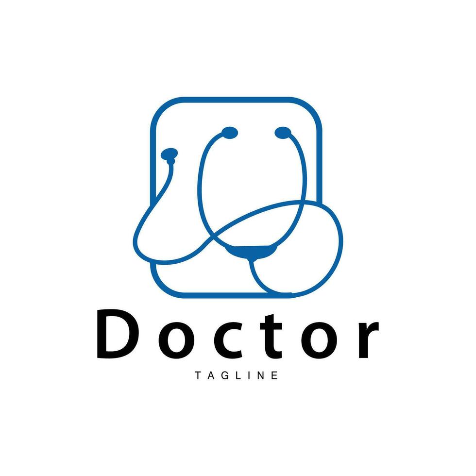 Stethoskop Logo, Gesundheit Arzt Design einfach Linie Vektor Symbol Illustration