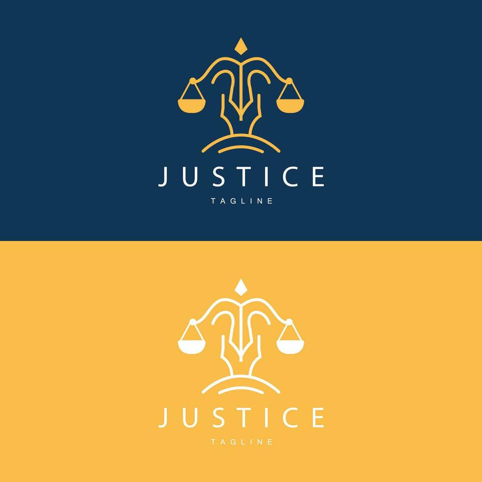 Rättslig rättvisa skalor logotyp design med enkel linje modell för företag märken vektor