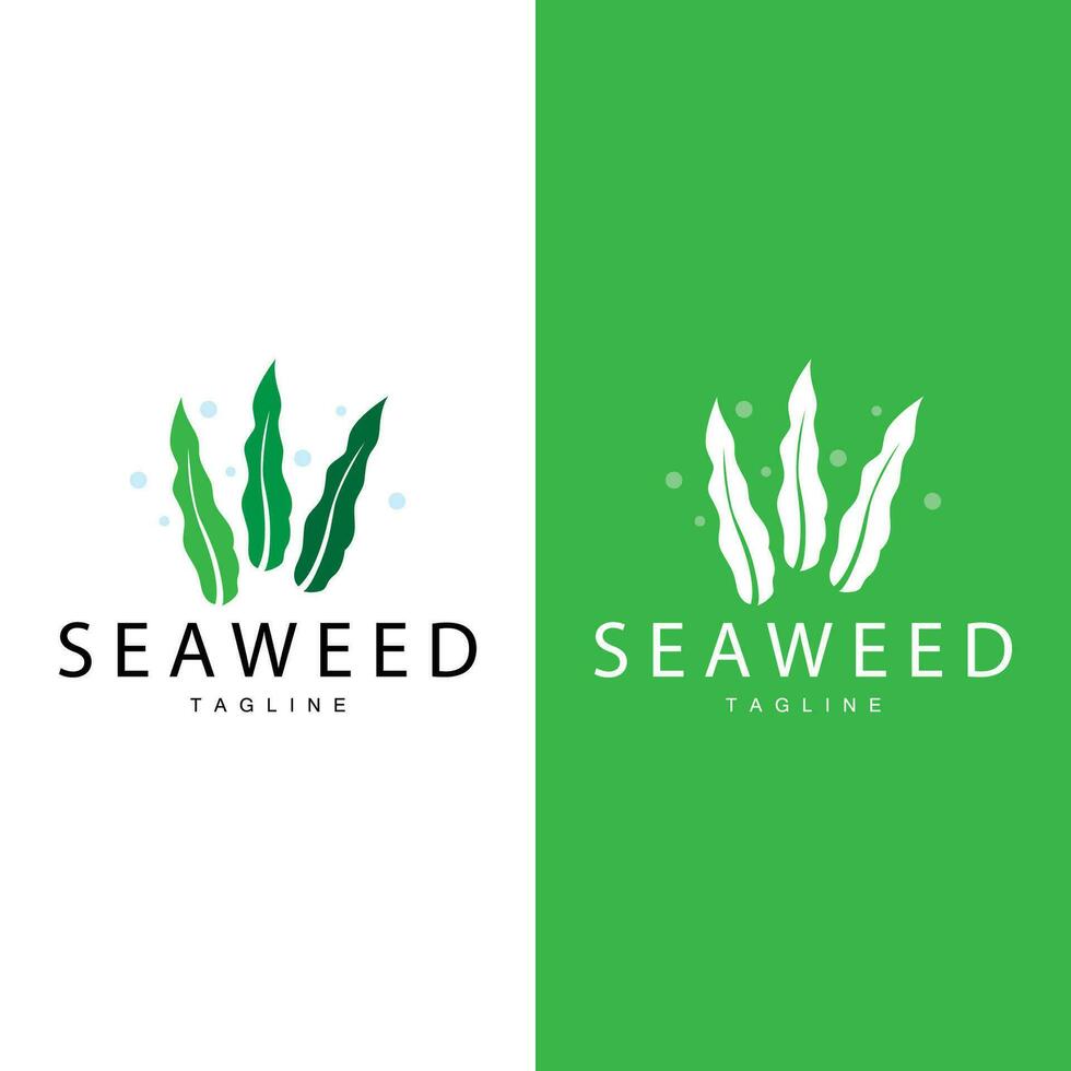 Seetang Logo Design, unter Wasser Pflanze Design Illustrationen, Kosmetika und Essen Zutat vektor