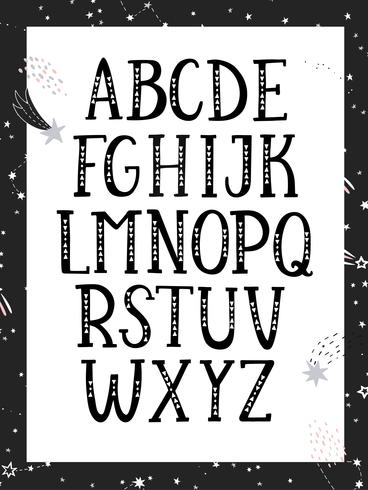 Svartvitt, svartvitt alfabet. vektor