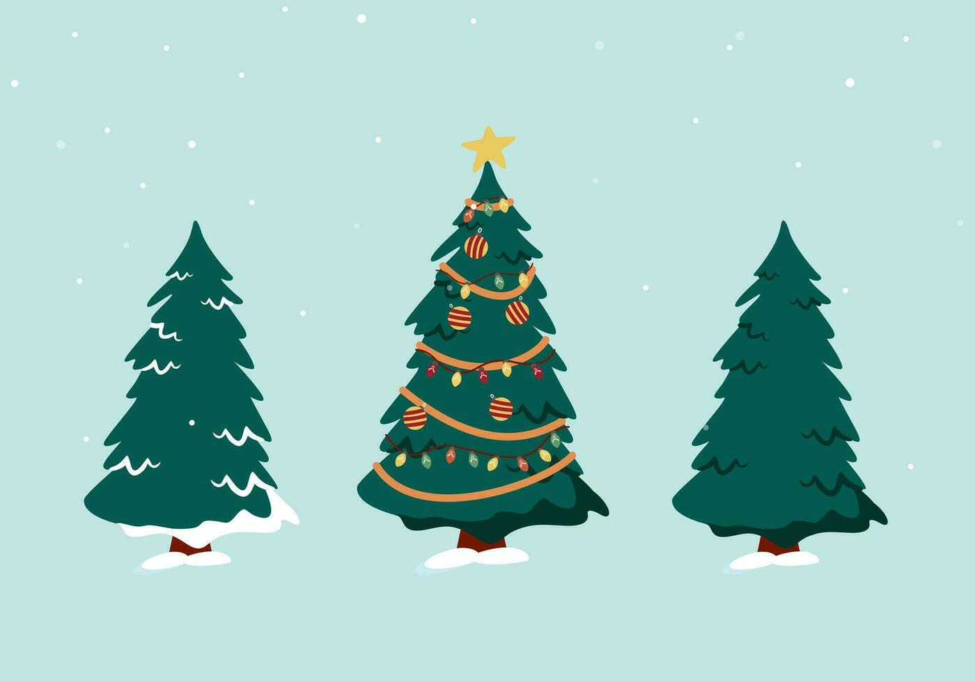 Vektor Hand gezeichnet eben Weihnachten Bäume Sammlung