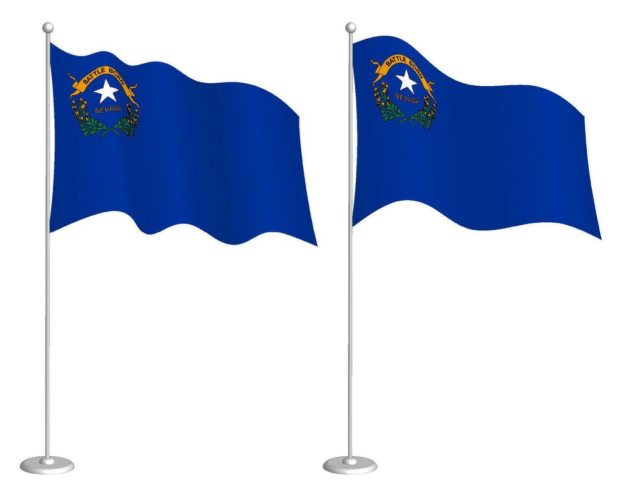 Flagge von amerikanisch Zustand von Nevada auf Fahnenstange winken im Wind. Urlaub Design Element. Kontrollpunkt zum Karte Symbole. isoliert Vektor auf Weiß Hintergrund