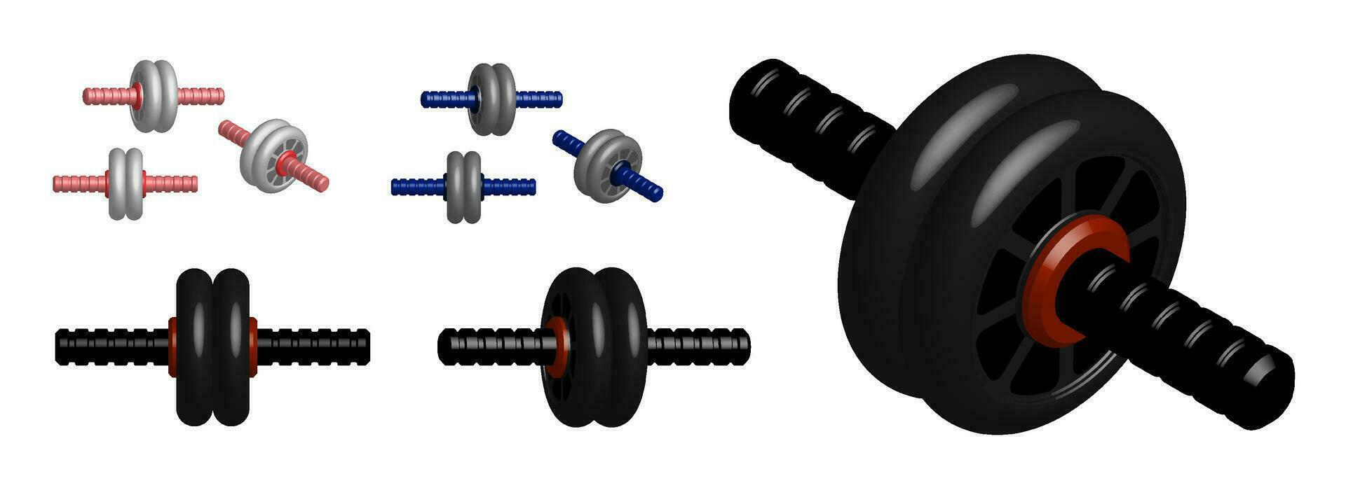 realistisk 3d modell av sporter hjul för Tryck Träning. friska livsstil, sporter i Gym och på Hem. vektor