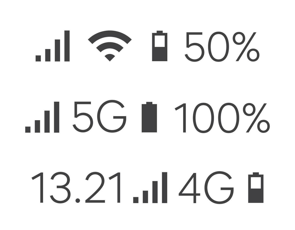 status bar ikon uppsättning isolerat vektor illustration.