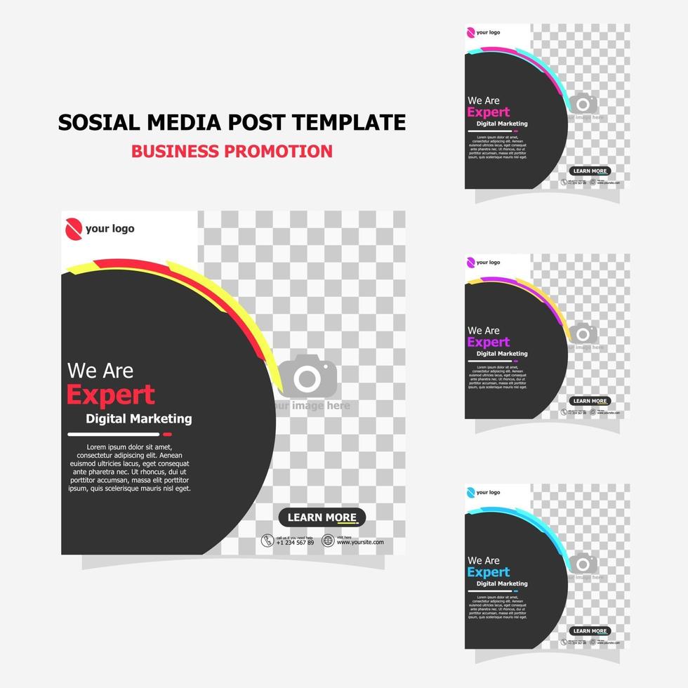 sociala medier postmall i fullfärgstil nio vektor