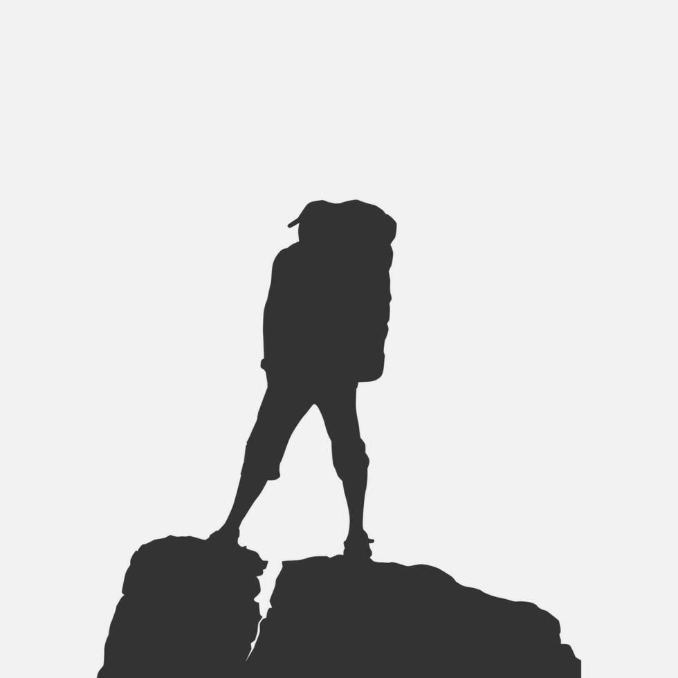 hoch Einzelheiten von Wandern Silhouette. minimal Symbol und Logo von Sport. passen zum Element Design, Hintergrund, Banner, Hintergrund, Abdeckung, Logotyp. isoliert auf schwarz Hintergrund. Vektor eps 10