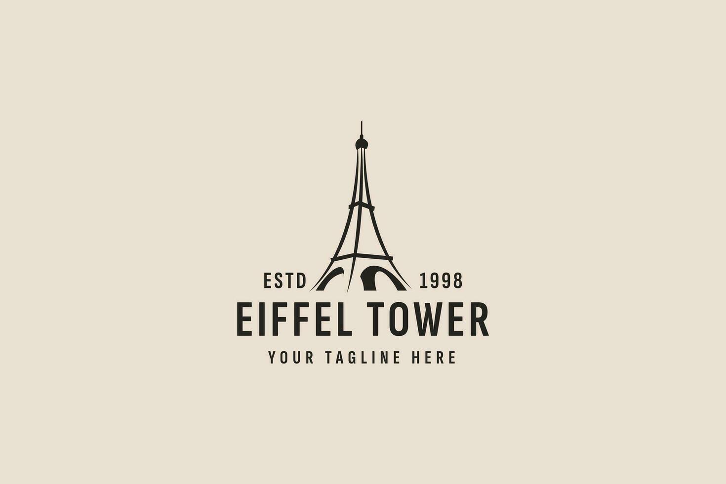 årgång stil eiffel torn logotyp vektor ikon illustration