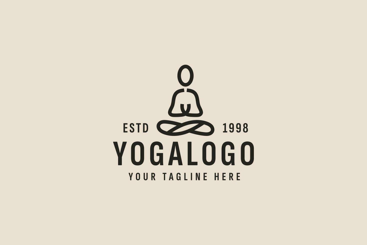Jahrgang Stil Yoga Logo Vektor Symbol Illustration