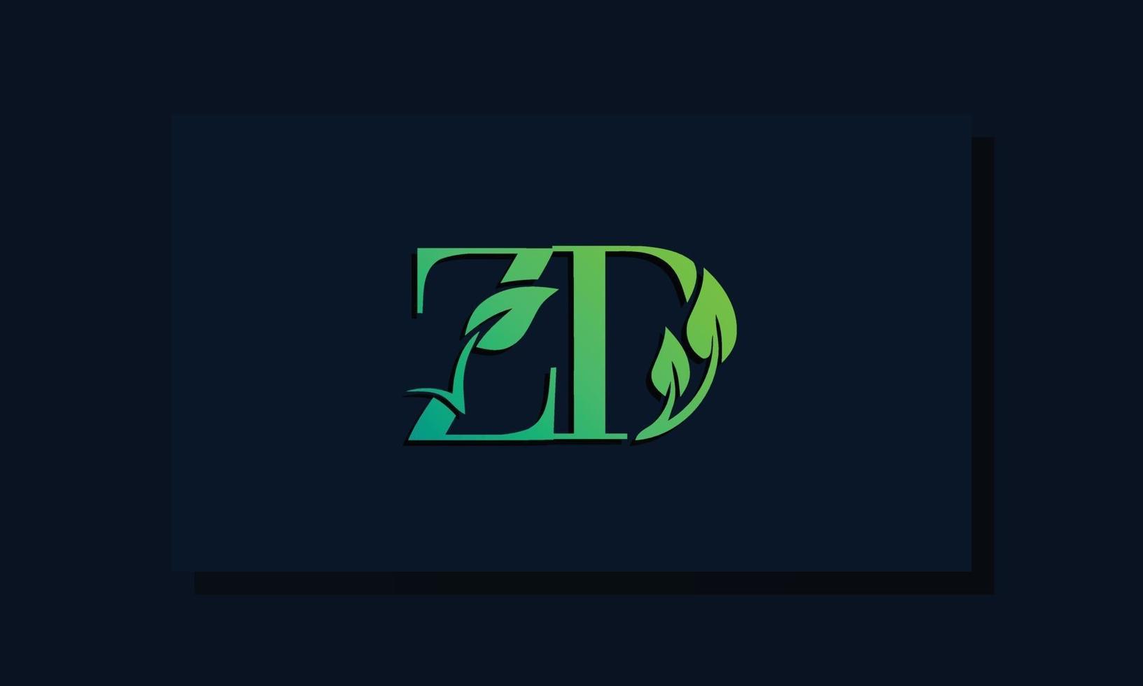Anfangs-Zd-Logo im minimalen Blattstil vektor