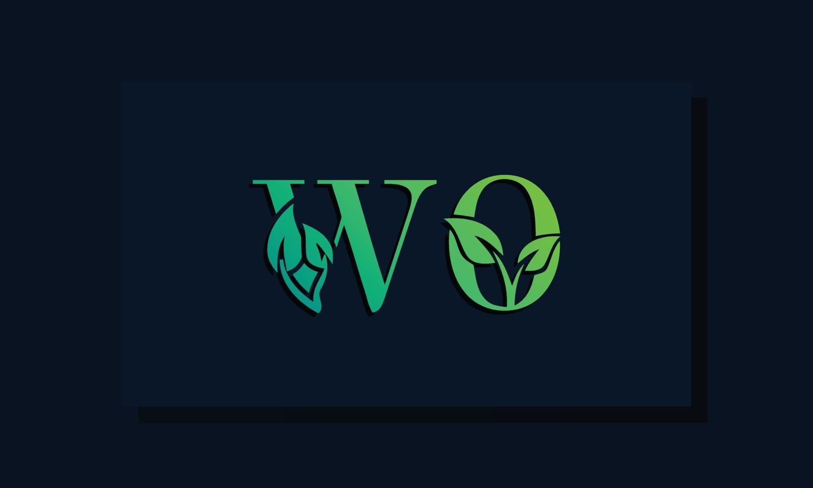 minimal leaf style initial wo logo vektor