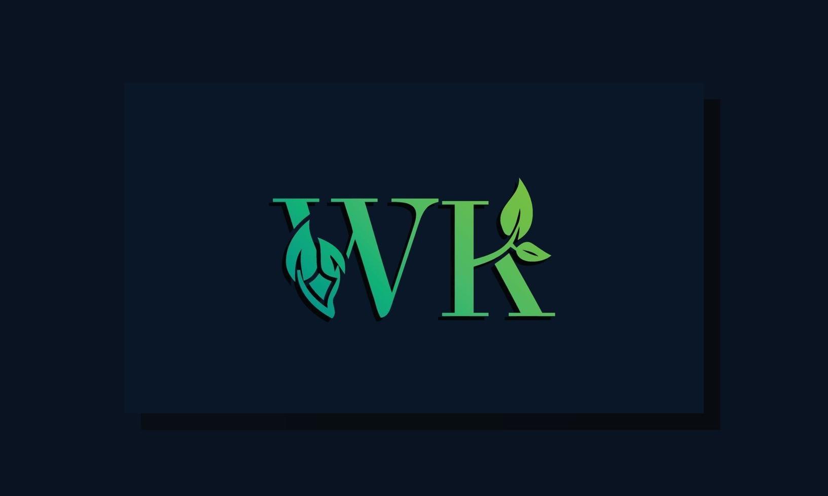 minimal bladstil initial wk -logotyp vektor