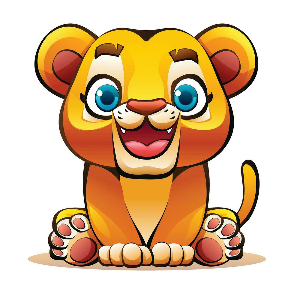 söt bebis lejon Sammanträde. vektor tecknad serie karaktär illustration