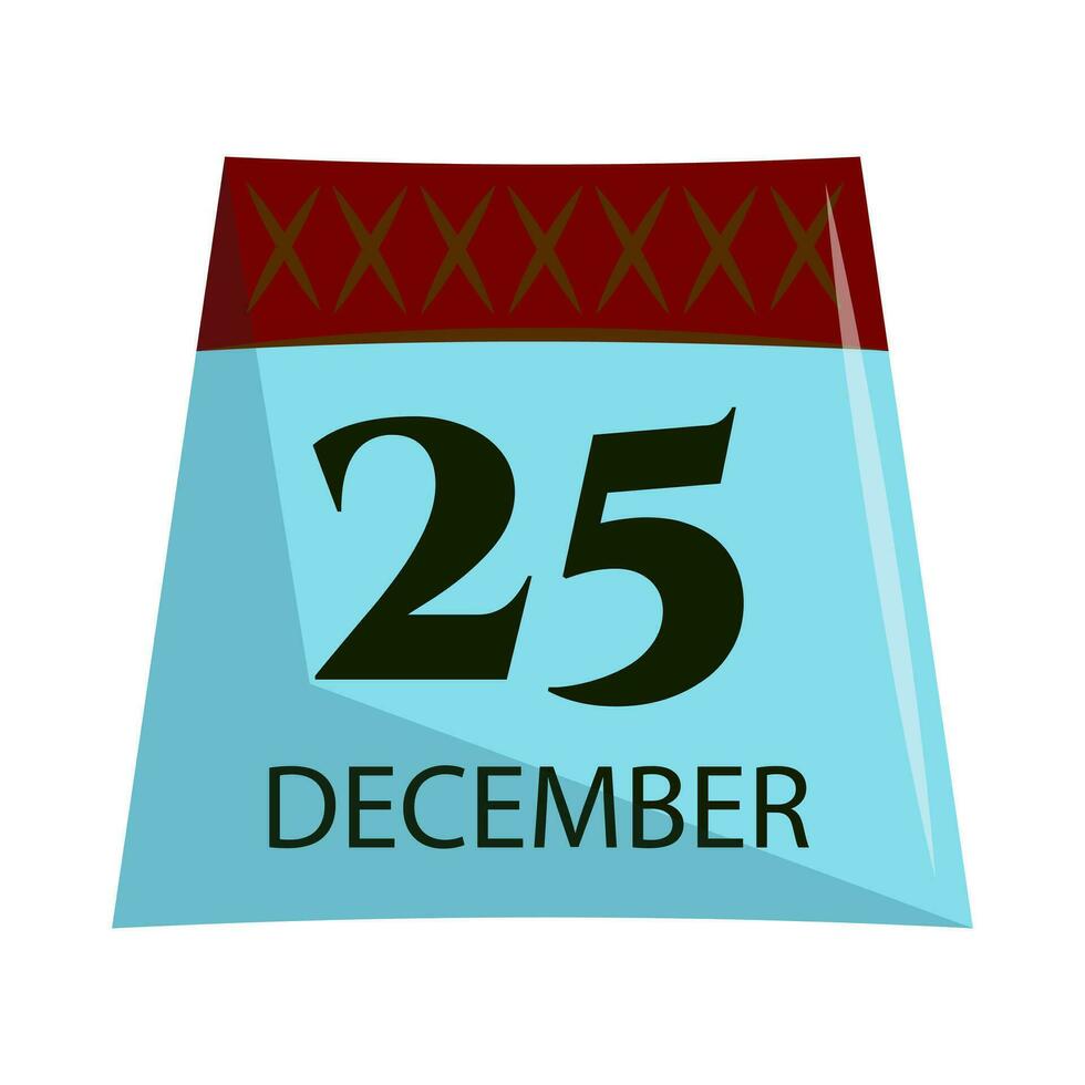 abreißen Mauer Kalender. Dezember 25 Weihnachten Tag. Weihnachten Tag. Datum von Urlaub. eben Vektor Illustration isoliert auf Weiß Hintergrund.