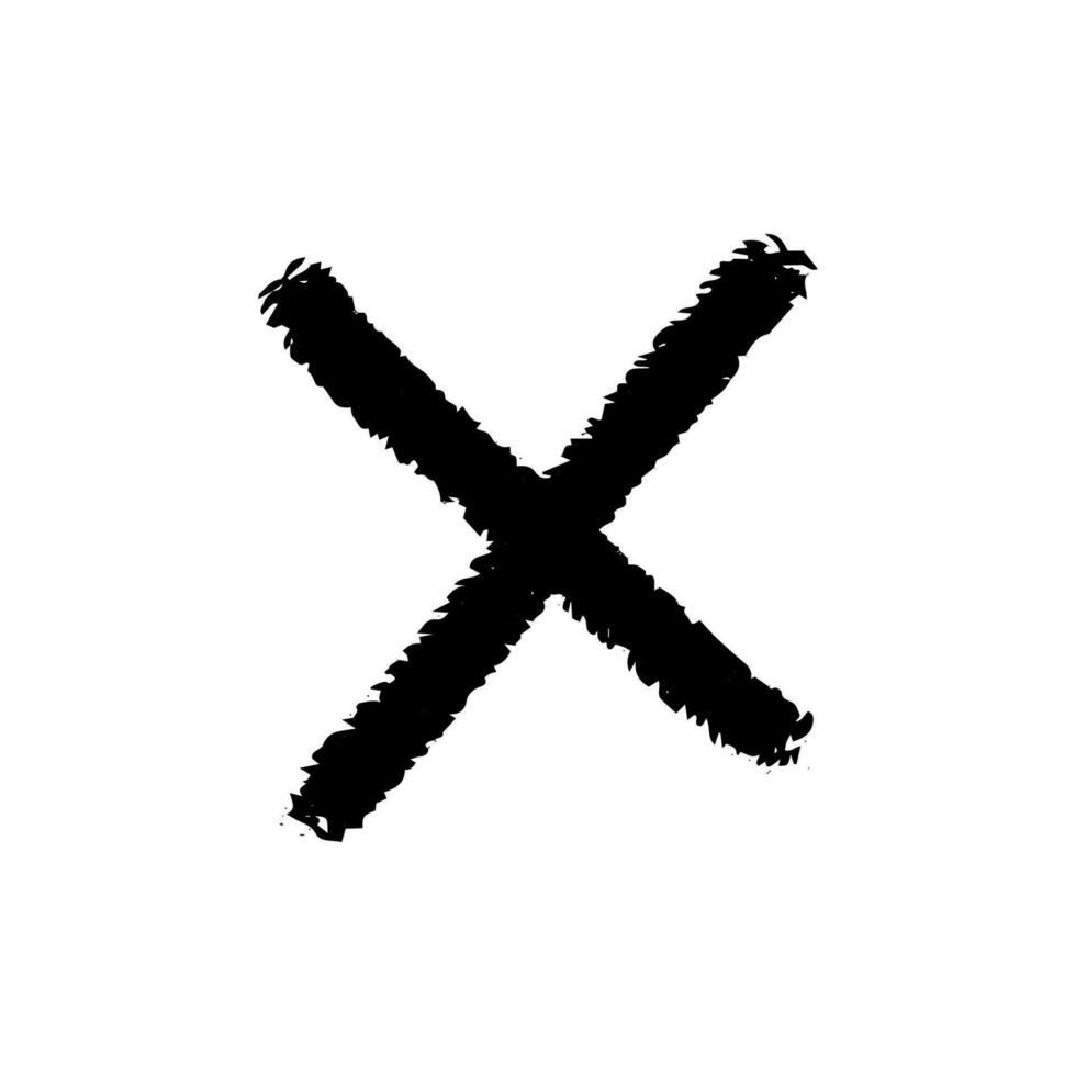 skizzieren minimalistisch schwarz Kreuz isoliert auf Weiß Hintergrund. Gekritzel Hand gezeichnet Vektor Element gezeichnet mit Bleistift, Missbilligung, Abstimmung.