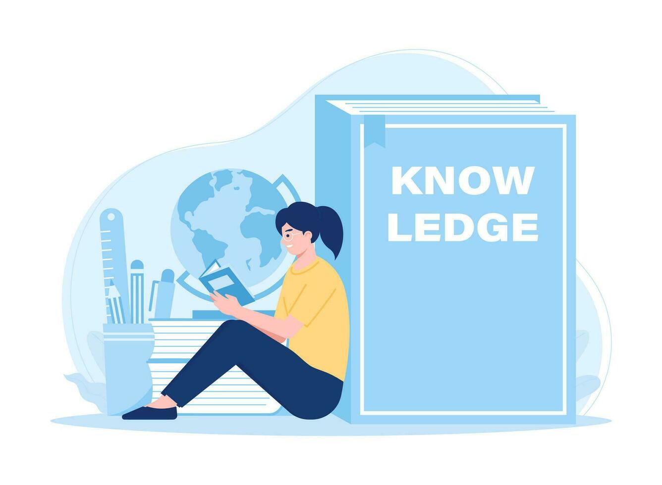 en person sitter och läser en bok av kunskap begrepp platt illustration vektor