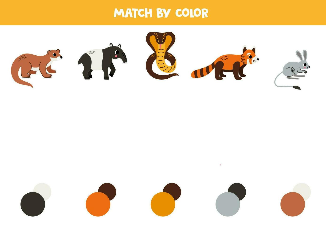 match asiatisk djur och färger. pedagogisk spel för Färg erkännande. vektor
