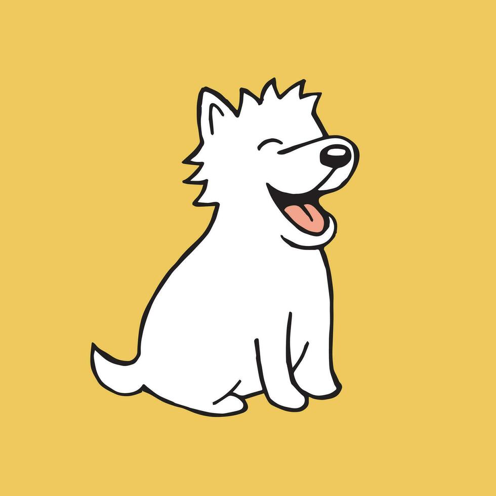 süß Zeichnung von ein heiter Hund im Gekritzel Stil. komisch Hund, Linie Illustration vektor