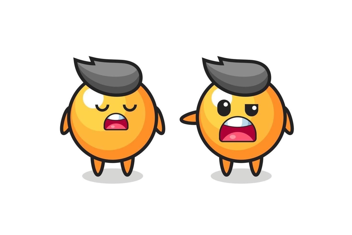 Illustration des Streits zwischen zwei süßen Ping-Pong-Ball-Charakteren vektor