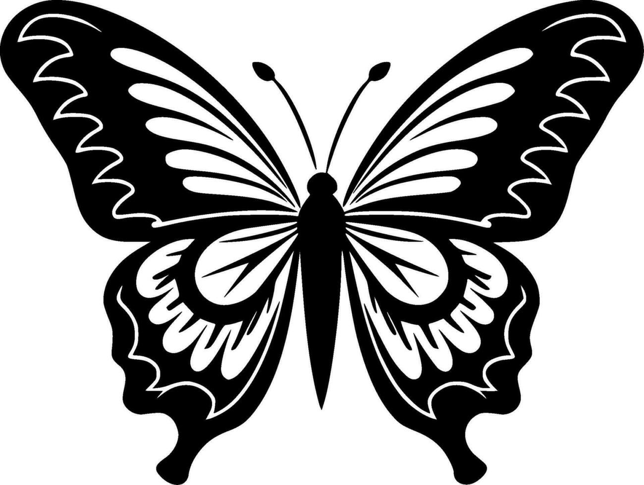 Schmetterling - - schwarz und Weiß isoliert Symbol - - Vektor Illustration