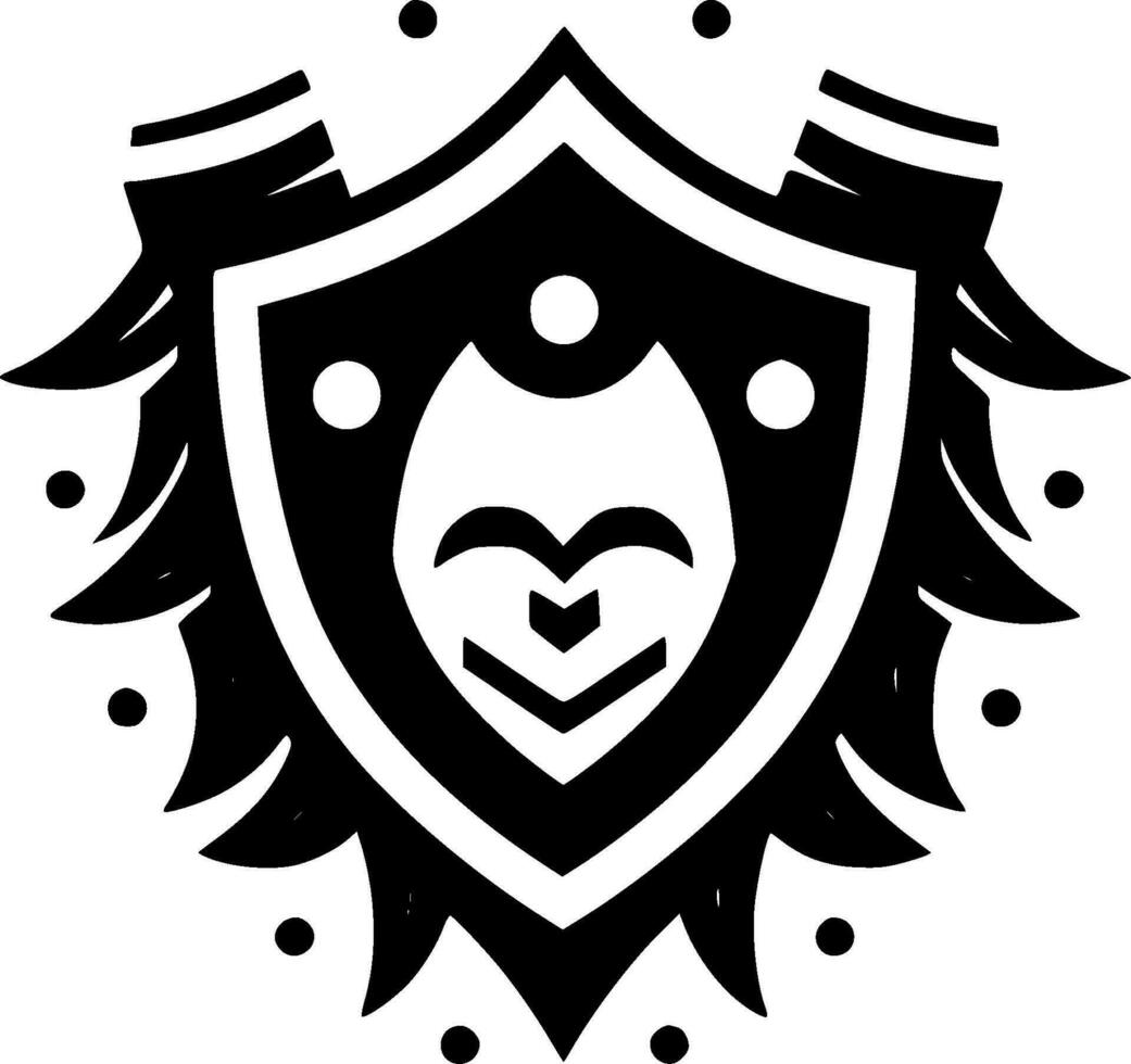 skydda - svart och vit isolerat ikon - vektor illustration