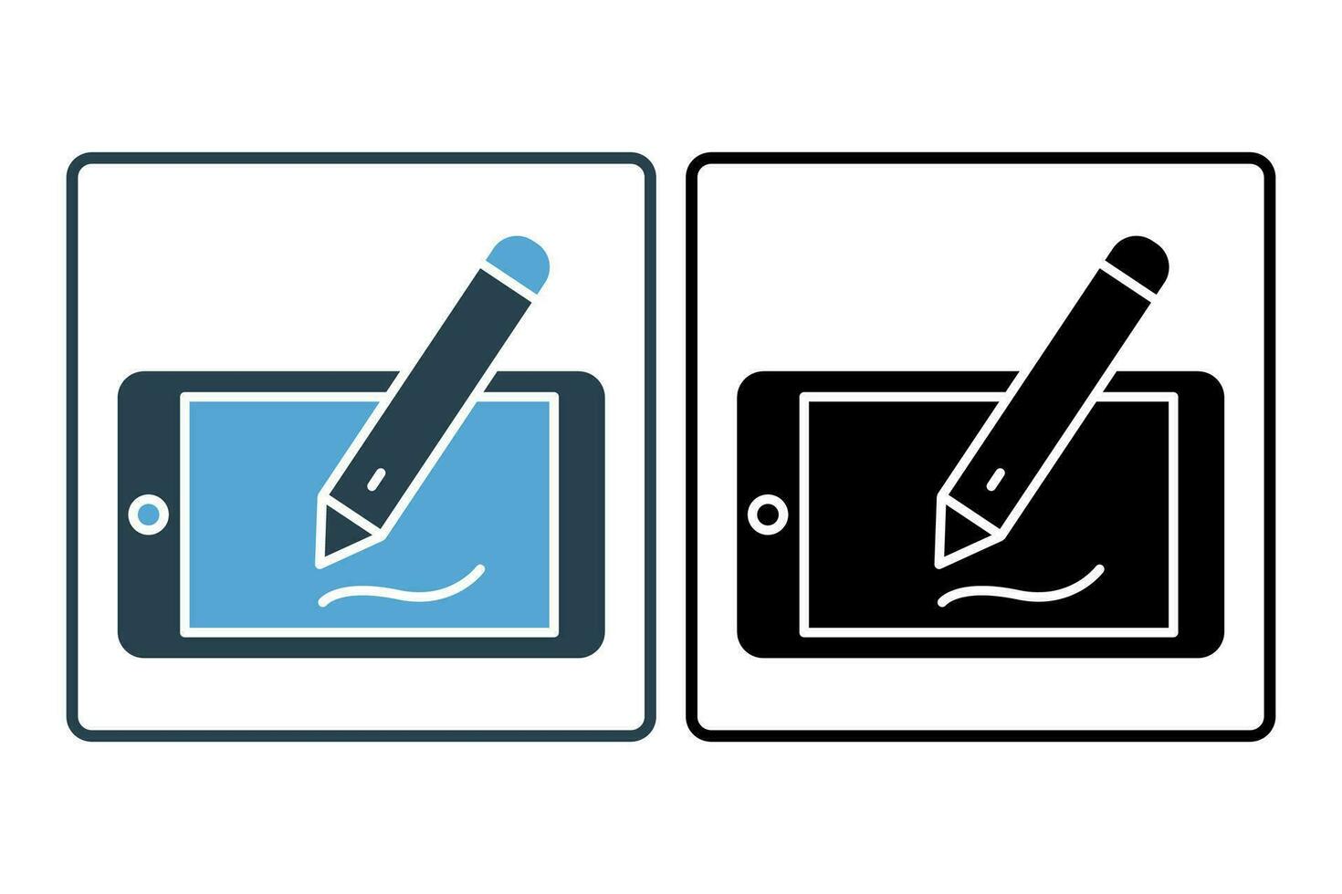 Grafik Tablette Symbol. Symbol verbunden zu Gerät, Computer Technologie. solide Symbol Stil. einfach Vektor Design editierbar