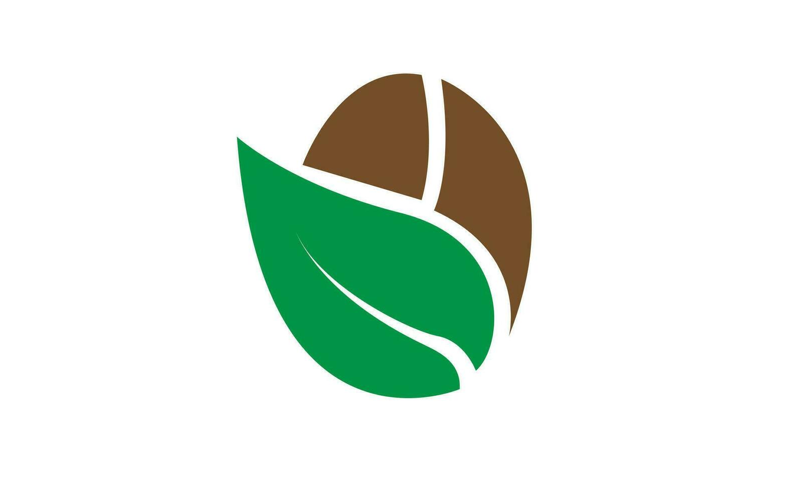 Kaffee Bohne mit Blatt Logo Design kostenlos Vektor