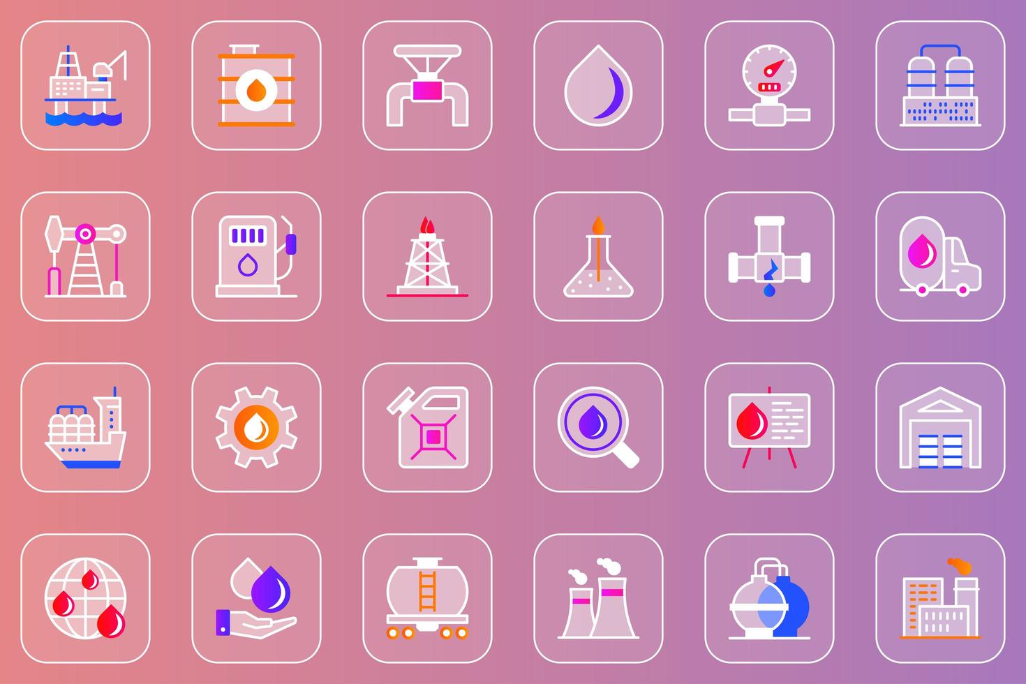 Industrie Web glasmorphe Icons Set vektor