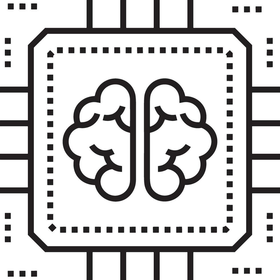 artificiell intelligens ikon symbol vektor bild. illustration av de hjärna robot inlärning mänsklig smart algoritm design bild.