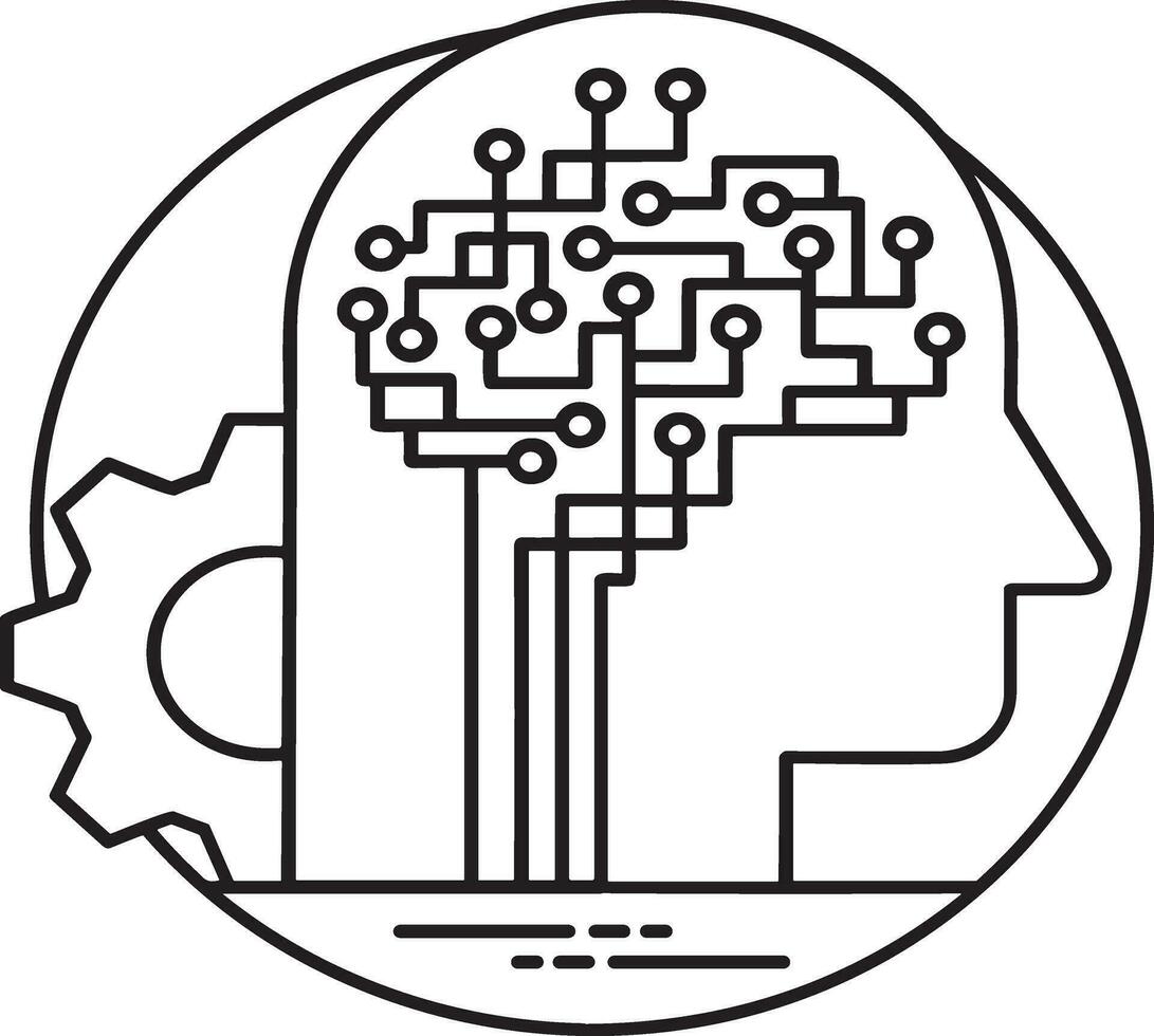 artificiell intelligens ikon symbol vektor bild. illustration av de hjärna robot inlärning mänsklig smart algoritm design bild.