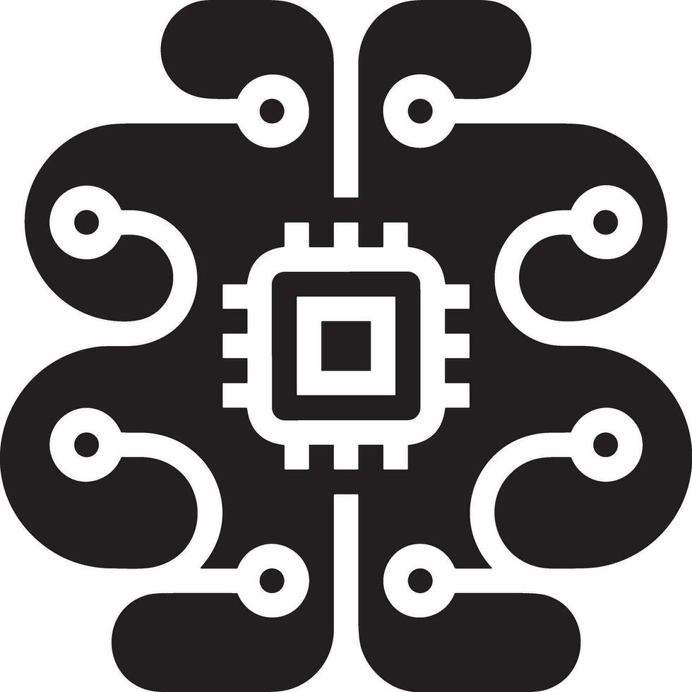 künstlich Intelligenz Symbol Symbol Vektor Bild. Illustration von das Gehirn Roboter Lernen Mensch Clever Algorithmus Design Bild.