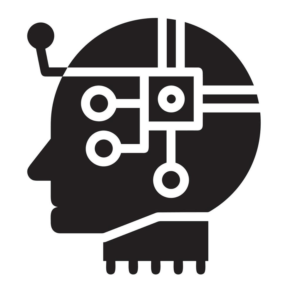 künstlich Intelligenz Symbol Symbol Vektor Bild. Illustration von das Gehirn Roboter Lernen Mensch Clever Algorithmus Design Bild.