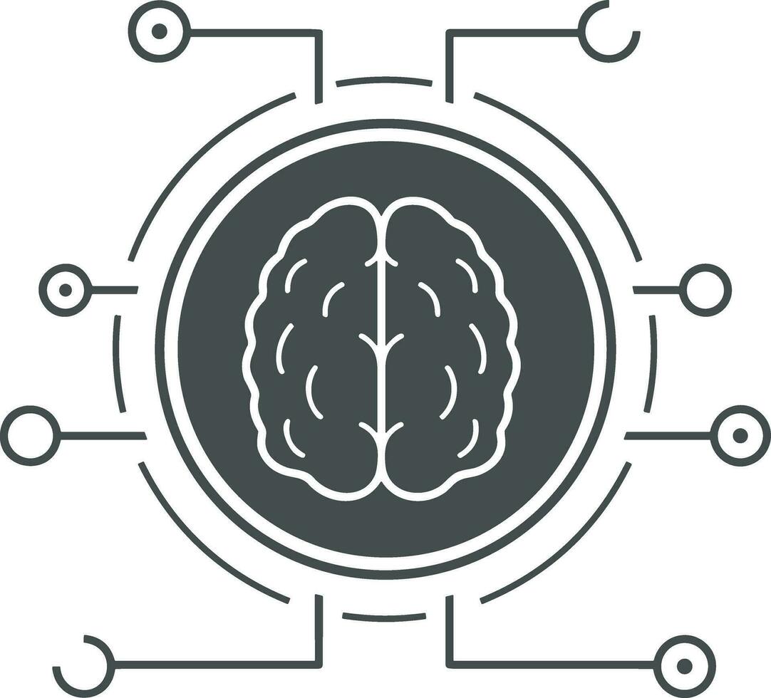 artificiell intelligens ikon symbol vektor bild. illustration av de hjärna robot inlärning mänsklig smart algoritm design bild.