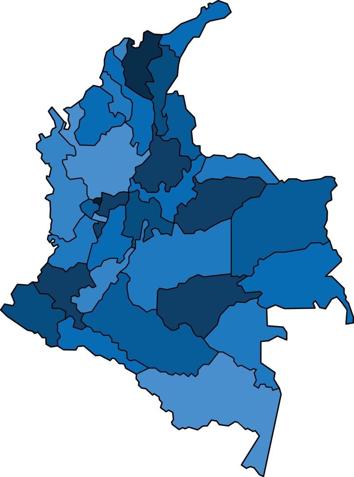 blå kontur colombia karta på vit bakgrund. vektor illustration.