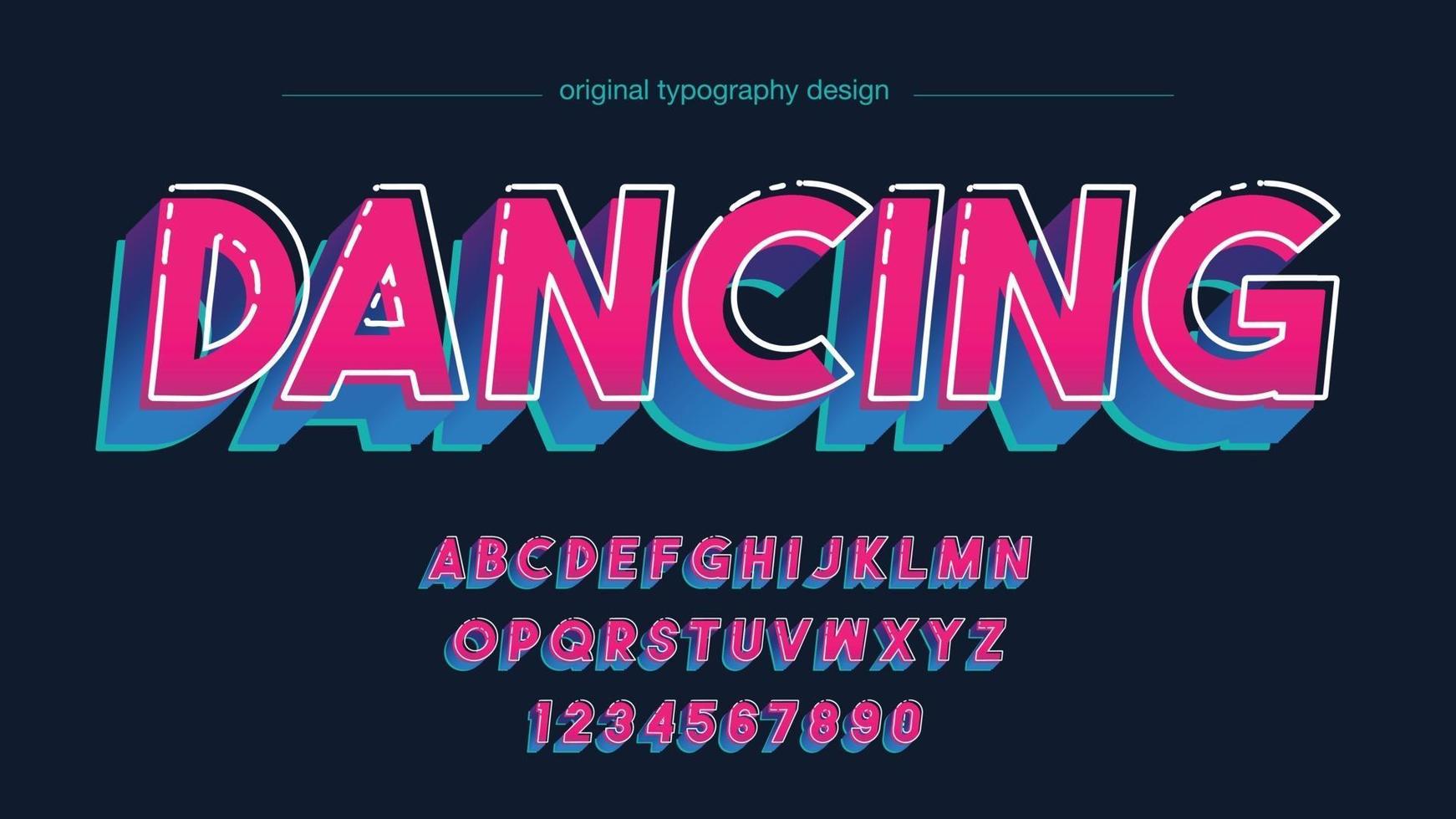 rosa och blå 3d fetstil rubrik typografi vektor