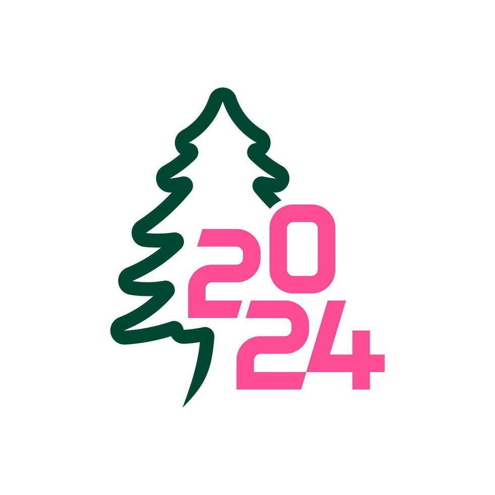 2024 tall träd logotyp design vektor. kreativ tall träd logotyp begrepp mall vektor