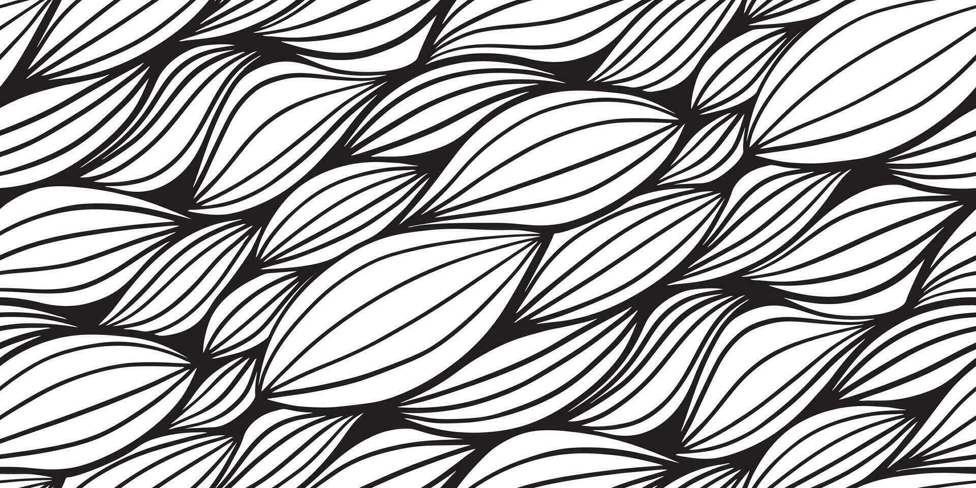 schwarz und Weiß Wellen nahtlos Muster zum Stoff Textil- Design, Kissen oder Verpackung. Vektor Illustration