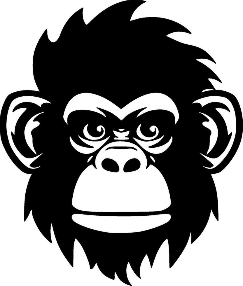 apa - svart och vit isolerat ikon - vektor illustration