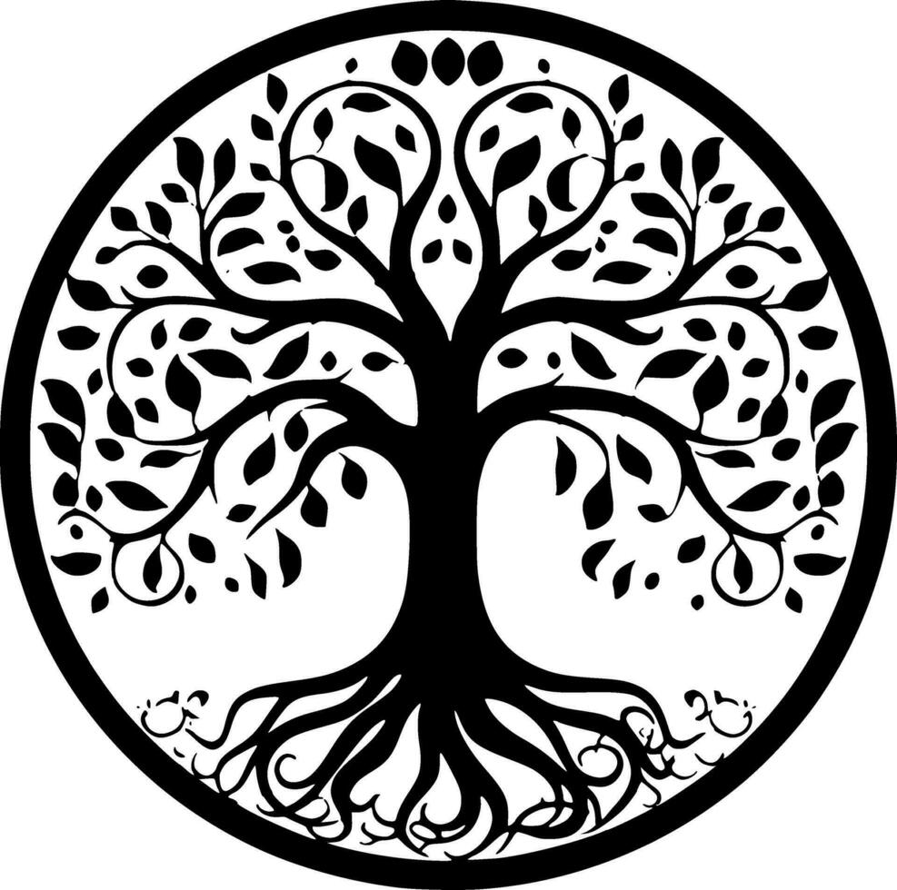 träd - minimalistisk och platt logotyp - vektor illustration