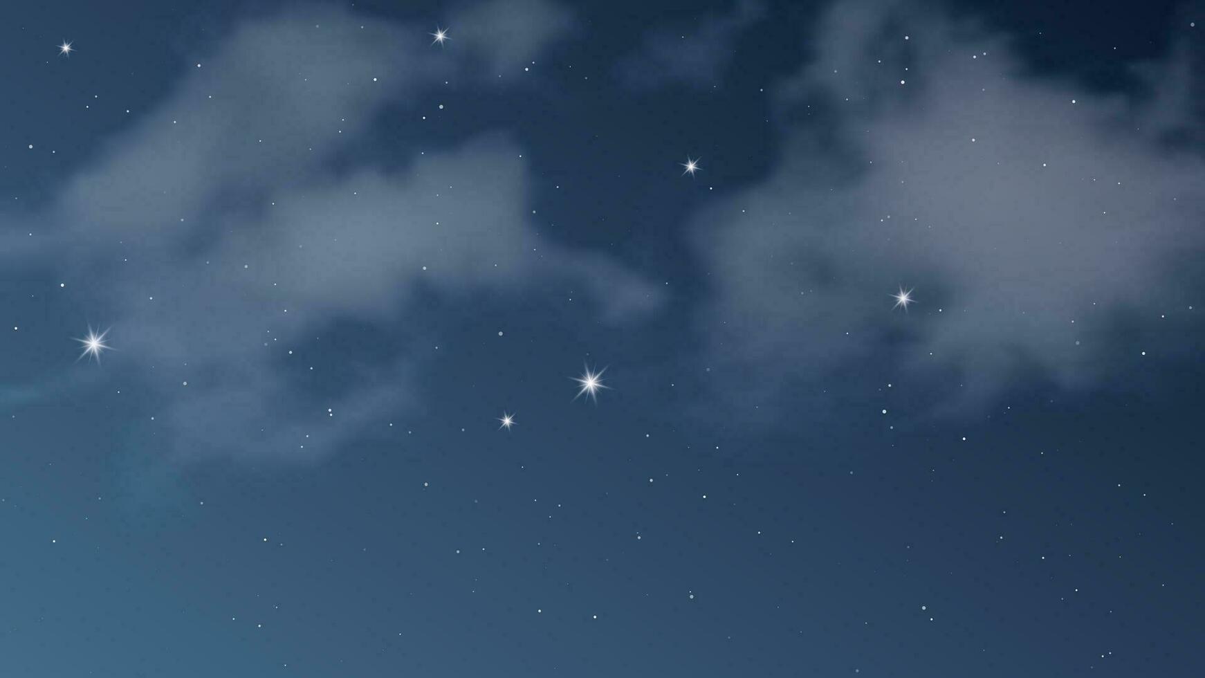 Nachthimmel mit Wolken und vielen Sternen. abstrakter Naturhintergrund mit Sternenstaub im tiefen Universum. Vektor-Illustration. vektor