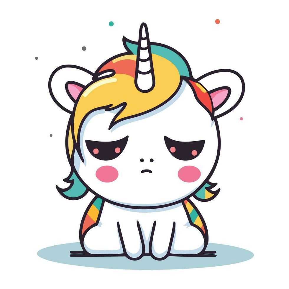 Einhorn süß kawaii Karikatur Charakter. Vektor Illustration.