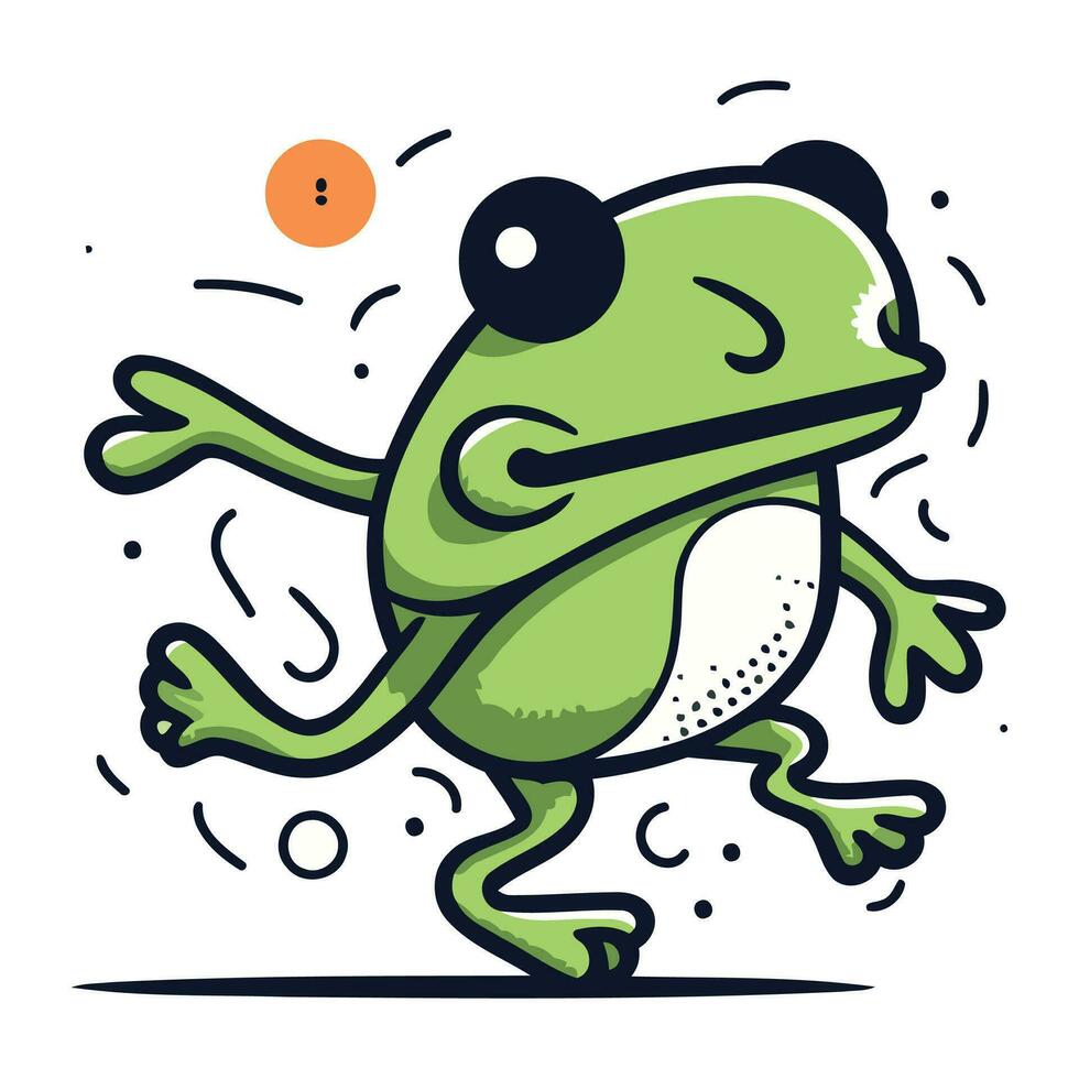 komisch Frosch Charakter. Vektor Illustration. isoliert auf Weiß Hintergrund.