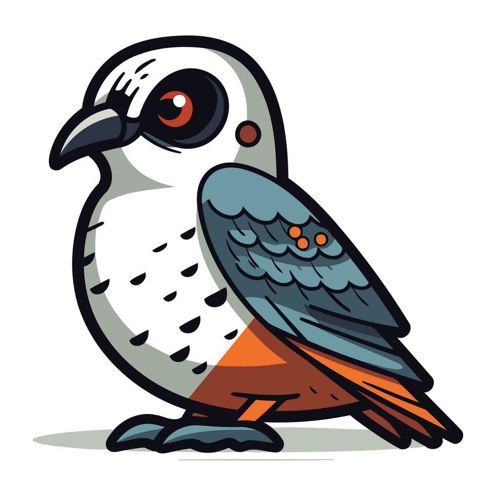 vektor illustration av en fågel i tecknad serie stil på en vit bakgrund.
