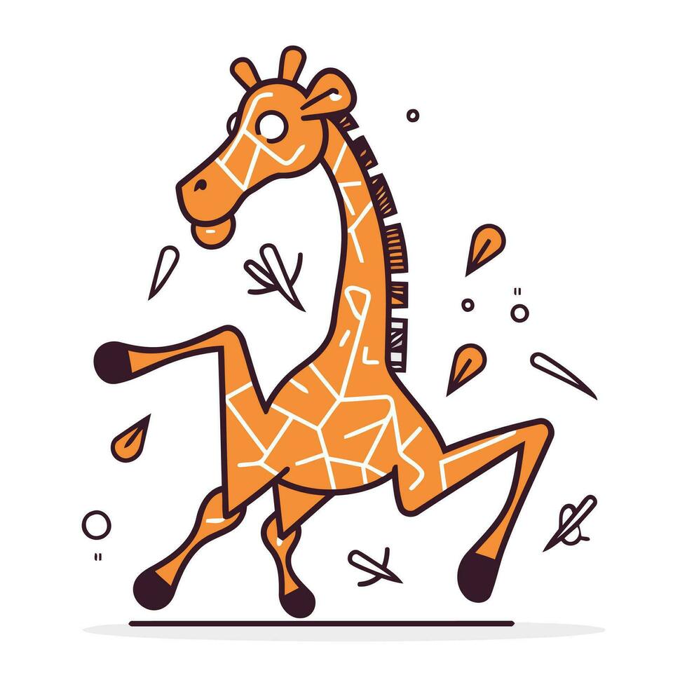 Giraffe. Vektor Illustration im eben linear Stil auf Weiß Hintergrund.