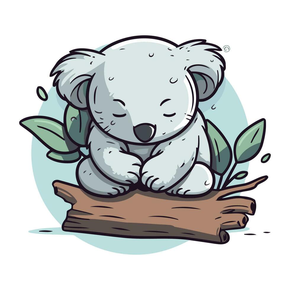 süß Karikatur Koala Sitzung auf ein Protokoll. Vektor Illustration.