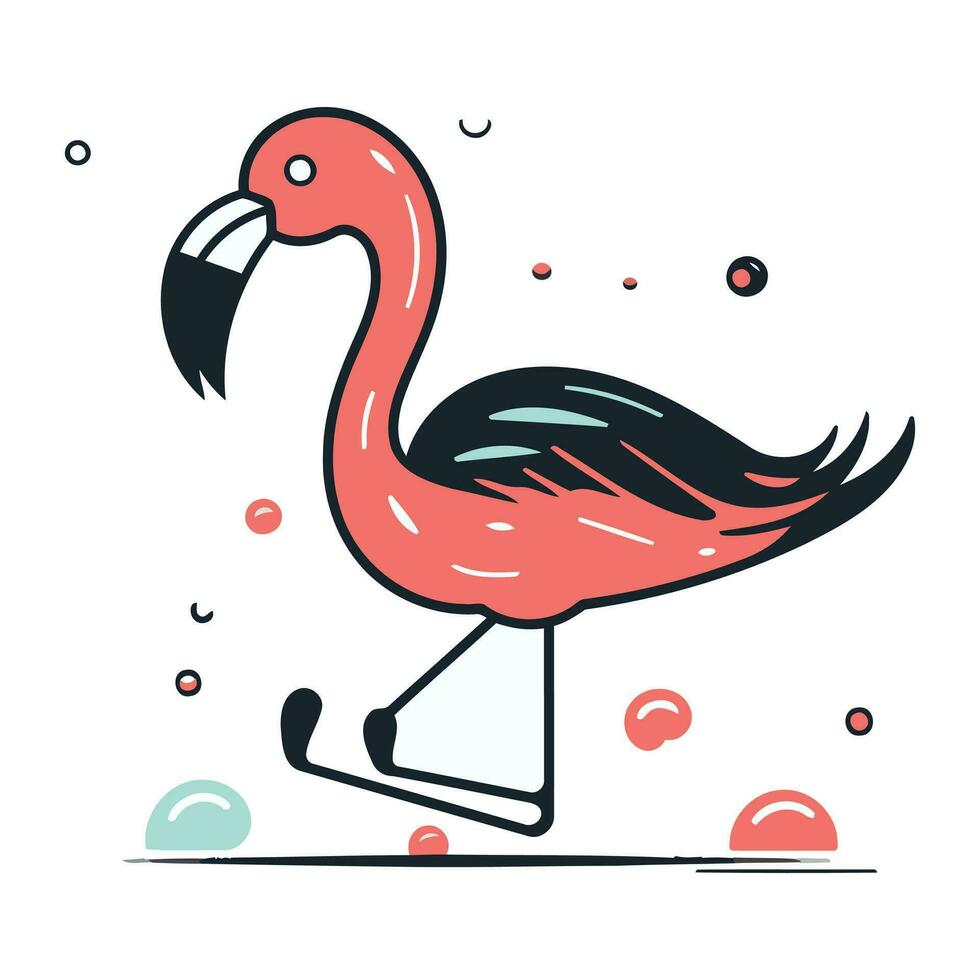 Flamingo. Vektor Illustration im eben Linie Stil. isoliert auf Weiß Hintergrund.