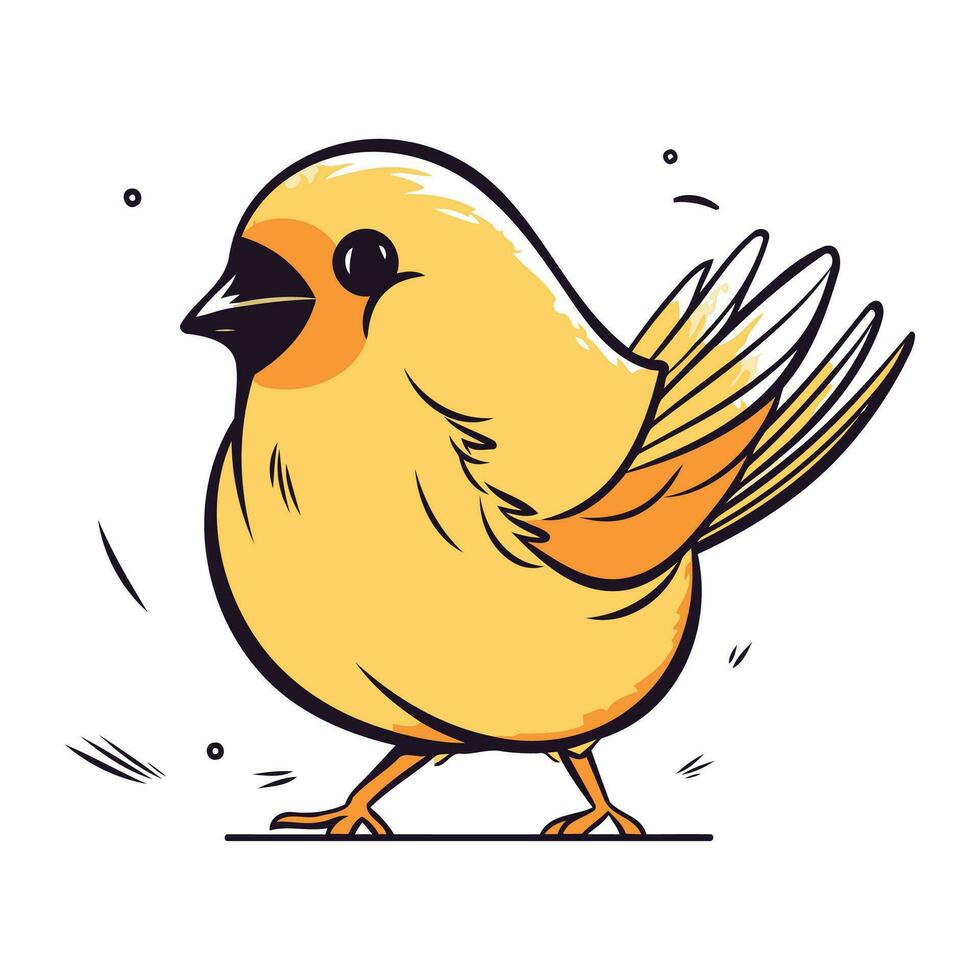 Vektor Illustration von ein süß Gelb Vogel. isoliert auf Weiß Hintergrund.